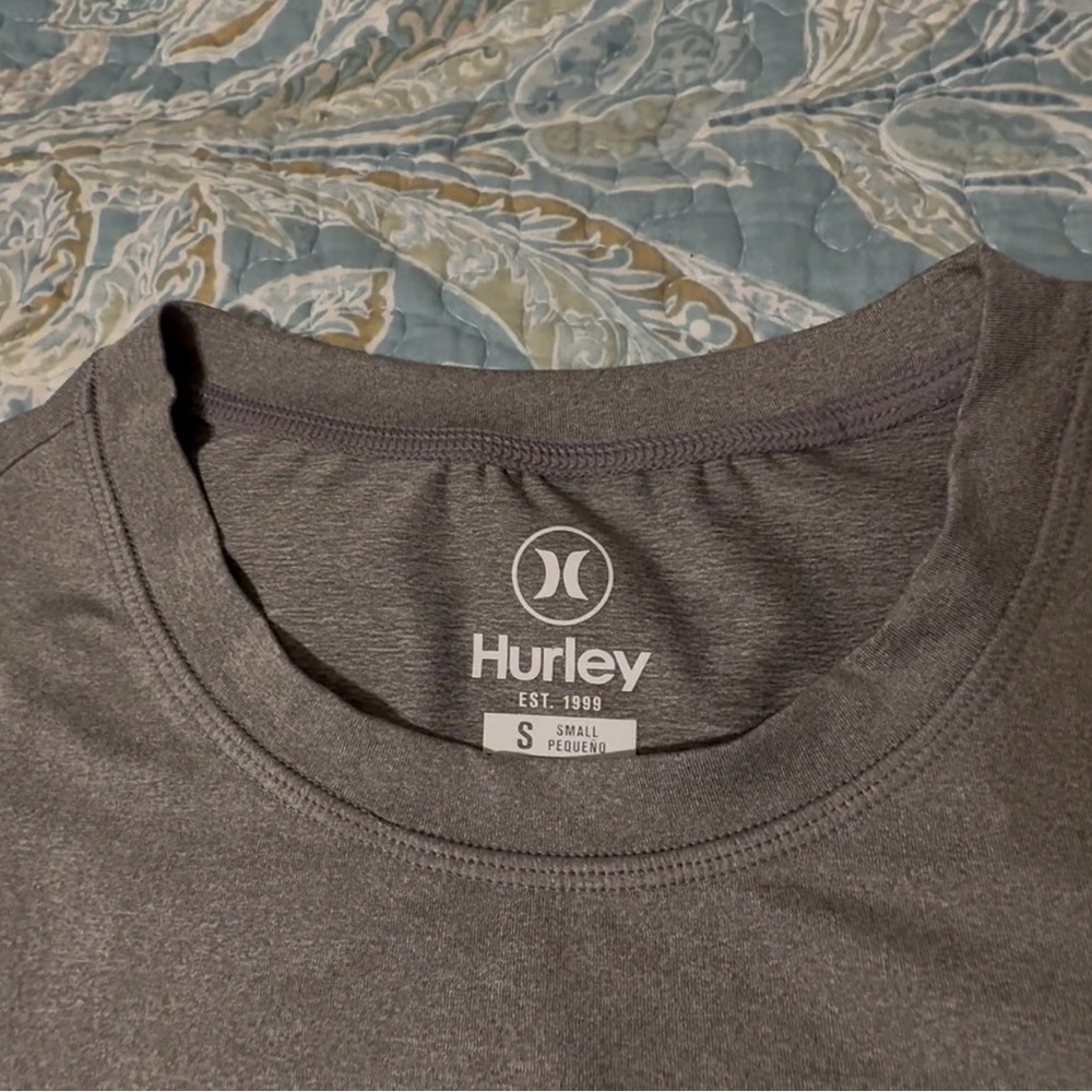 Hurley Grey rash guard long sleeve, sm, logo on chest, like new. - Picture 4 of 9